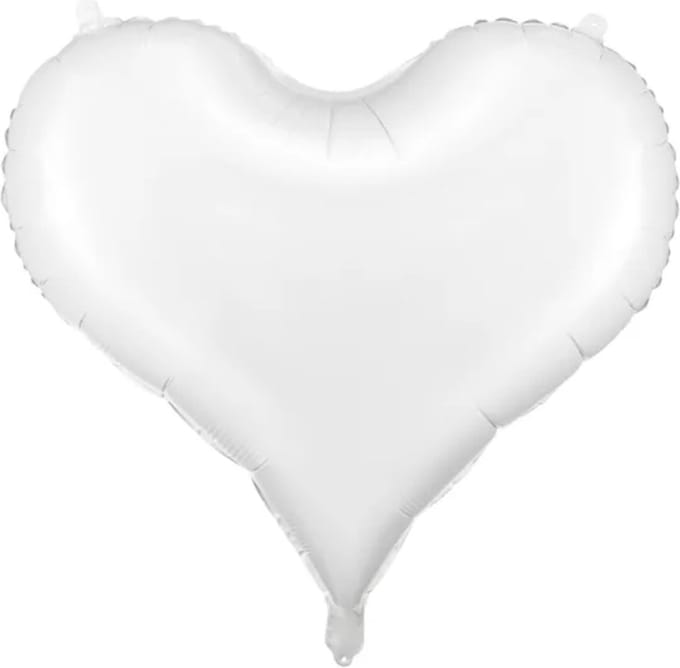 Partydeco - Folieballon Hart Wit - 61 x 53 cm