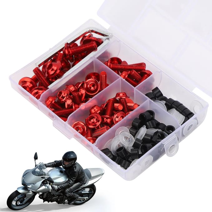 158-delige Set Universele Kuipbouten Pakking Sleutelset Motoraccessoire Rood