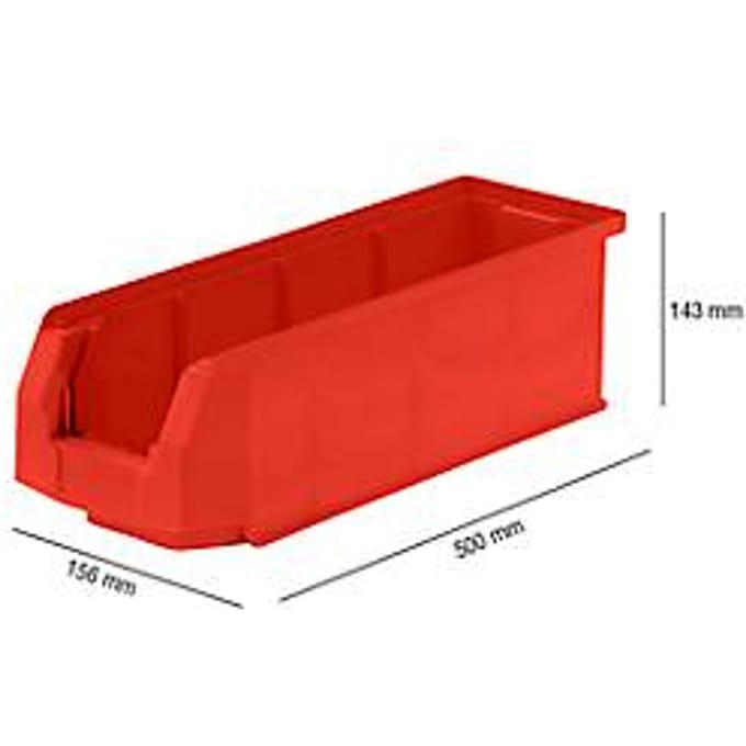 Magazijnbak LF 511 SSI Schäfer - polypropeen - L 500 x B 156 x H 143 mm - 7,6 l - rood