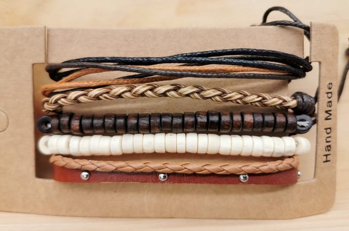 Lili 41 heren Armbanden set  - 18 cm - Zwart/Bruin