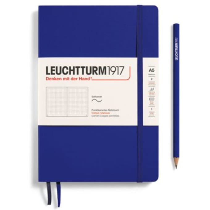 Leuchtturm1917 notitieboek, softcover, medium a5, dotted, ink blauw