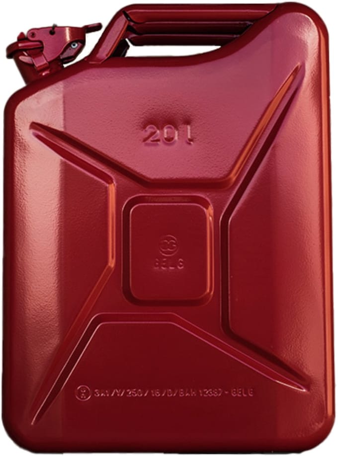 Stalen Jerrycan - Rood - 20L - Lekvrij - Roestbestendig - 35x17x47cm