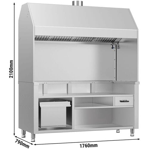 GGM Gastro Neutraal element voor houtskool-/gasgrill BERLIN - 1760mm - RVS zilver
