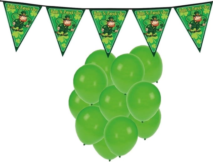 St. Patricks Day feestversiering - 25x ballonnen en 1x slinger - feestartikelen