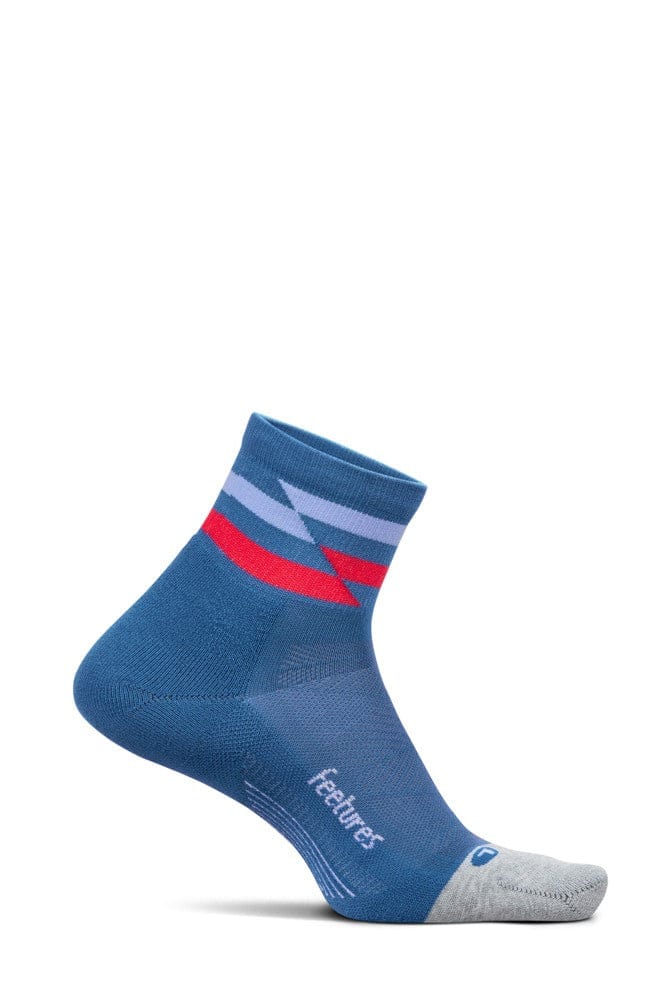 Feetures - Elite Light Cushion Quarter - Blue Track - Blauw-Rood / MEDIUM