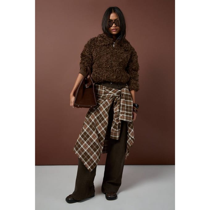 boohoo Dames Bomberjack met pluizig bont | Brown | Maat: 8
