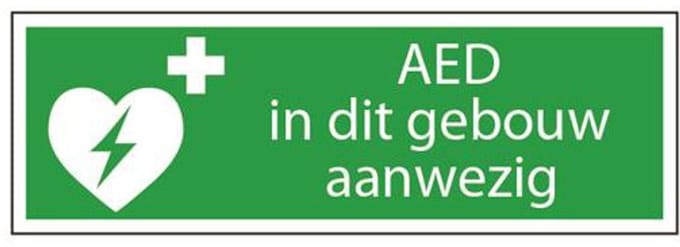AED in dit gebouw aanwezig tekstbord - kunststof 450 x 150 mm