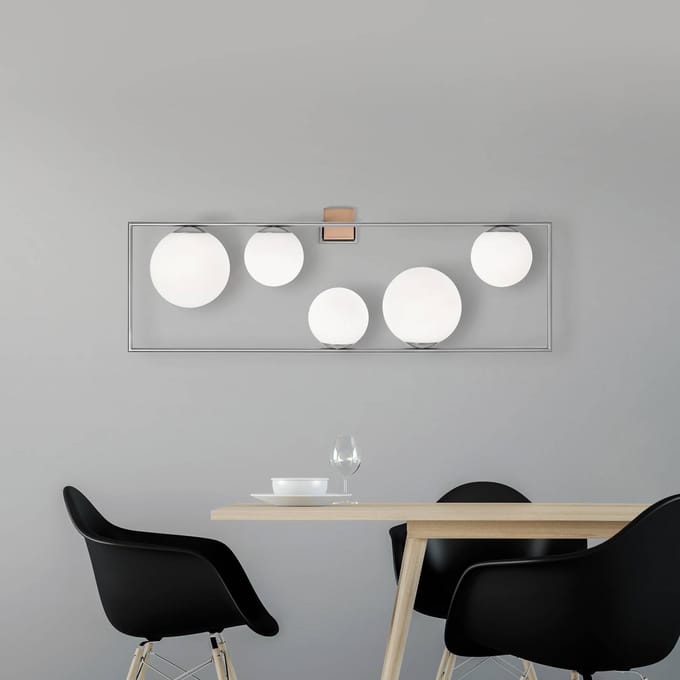 miloox by Sforzin Buble wandlamp, staalkleurig, 5-lamps, glas