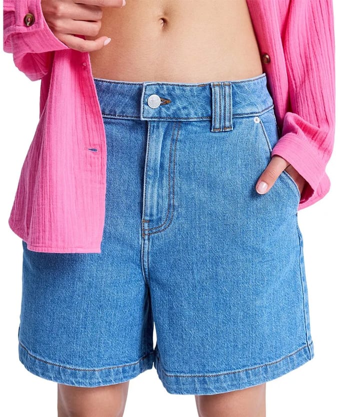 Roxy Island Hopper Hoge Taille Denim Shorts Blauw 25 Vrouw
