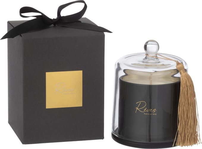 J-Line geurkaars Stolp Rêves Noir - Rainbow Reef - glas - zwart - large - 65U