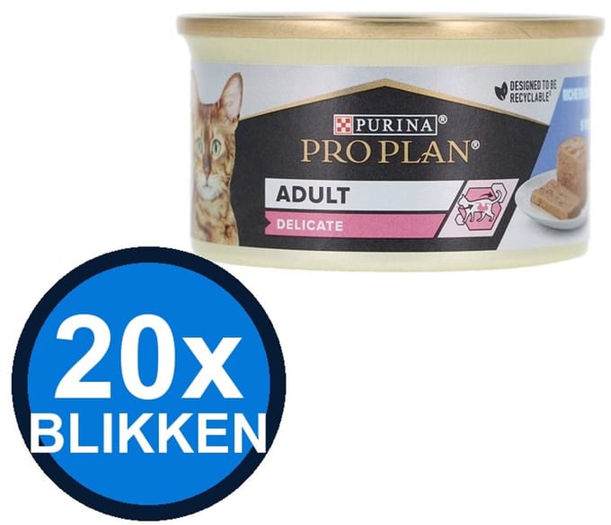 20x Pro Plan - Cat Mousse Delicate Kalkoen - Kattenvoer Natvoer - 85 g