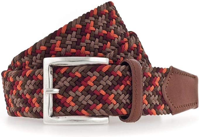 b.belt riem Luca Stretch Belt W100 Mid Brown - Red bruine veelkleurig