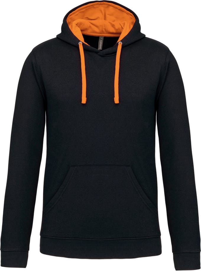 Kariban Hooded sweater met contrasterde capuchon K446 - Black / Orange - L