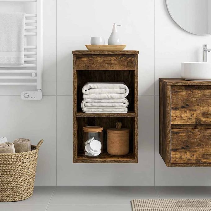 vidaXL - Badkamerkast - Tussenin - Gerookt - eiken - 30 - x - 41 - x - 50 - cm