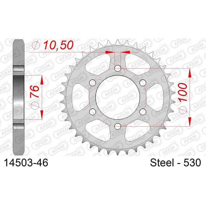Stalen tandwiel Afam 530 46 dents