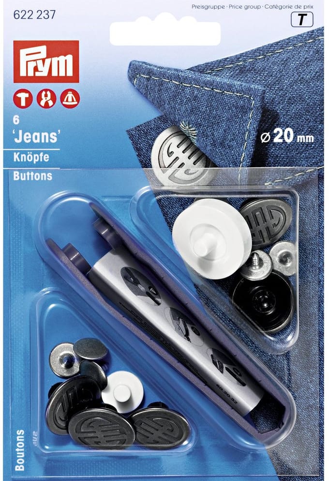 PRYM Jeansknopen MS Art deco 20 mm oudijzer 622237 - Aannaaiknopen - Prym
