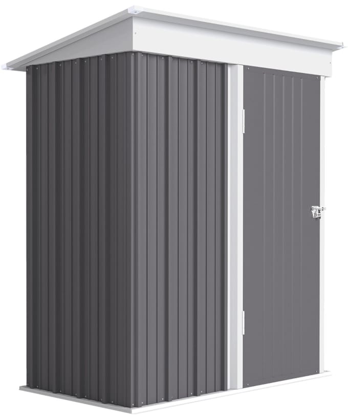 Wishdor - Tuinschuur - Verstelbare Planken En Afsluitbare Deur - Schuin Dak - Staal - Grijs - 161 x 95 x 181 Cm