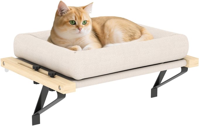 PawHut Kattenhuis Grenenhout, Polyester 50L x 36B x 24H cm Roomwit