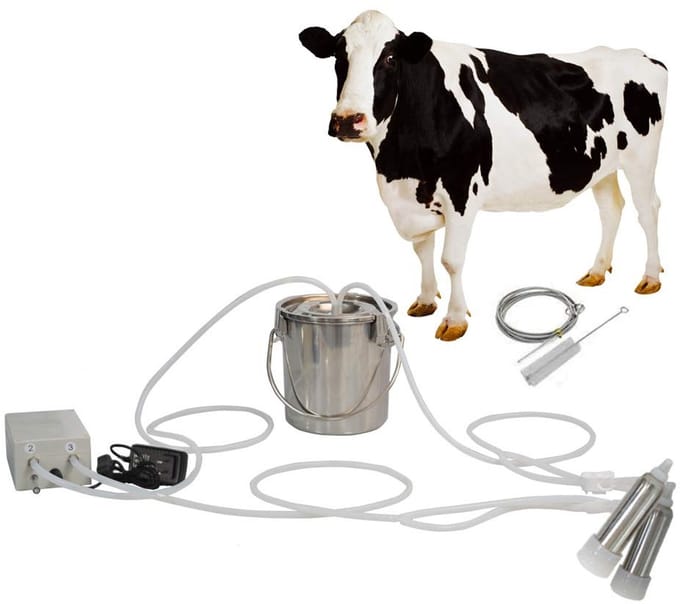 Allecto - Geitenmelkmachine - Draagbare Melkmachine - 3L Roestvrij Staal - Pulserende Vacuümpomp - Geitenhouder - Efficiënt Melken - EU-stekker