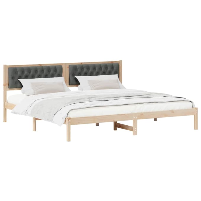 vidaXL - Bedframe - Donkergrijs - 200 - x - 200 - cm - Massief - grenenhout