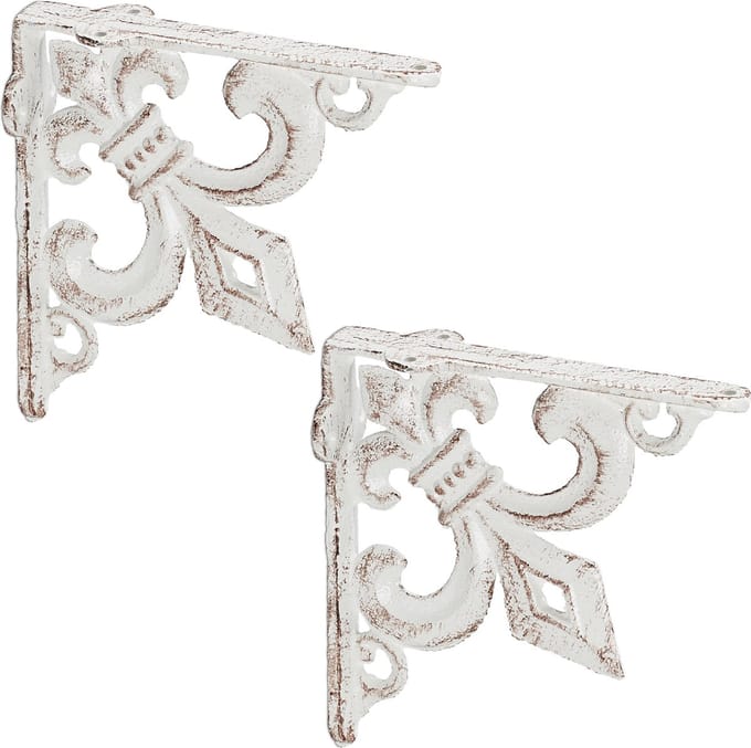 planksteunen gietijzer - set van 2 - antiek - ornamenten - vintage - wit