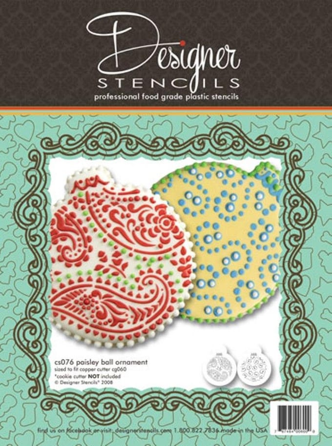 Designer Stencils Paisley Ball Ornament | Sjabloon Set van 2 |Kerstballen