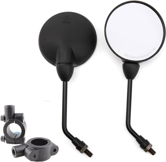 Round Rearview Mirror for Bobber Cafe Racer Scooter, 10mm - ShopVlot