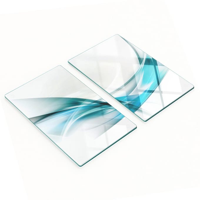Set van twee glazen snijplanken met abstracte lijnen, 2x30x52 cm