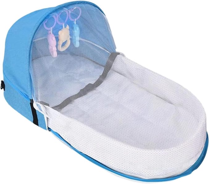Draagbare Slaapoplossing - Kinderreiswieg - Reizen en Ontspanning - Opvouwbaar Lichtgewicht Frame - 42 Cm Compact - Blauw