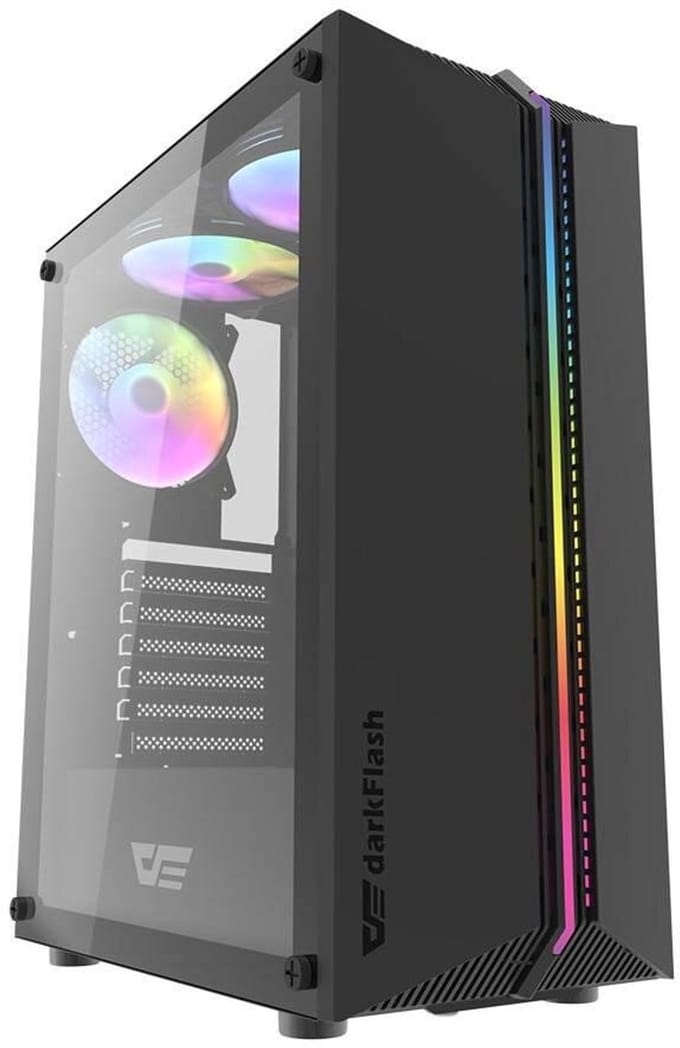 Darkflash DK151 LED with 3 fan (black) - Case - Zwart