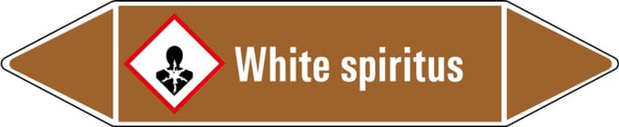 White spiritus leidingmarkering op vel 75 x 17 mm - 8 per vel