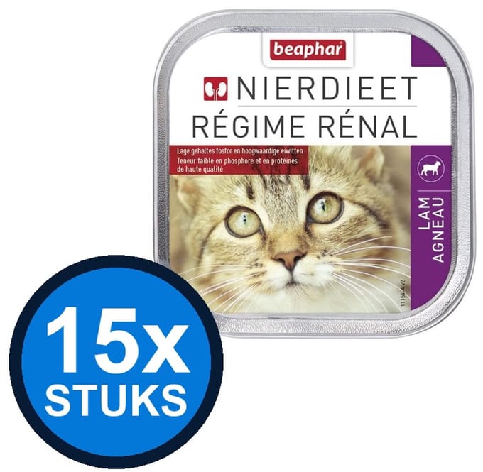 15x Beaphar - nierdieet kat lam 100gr - Kattenvoer Natvoer - 100 g