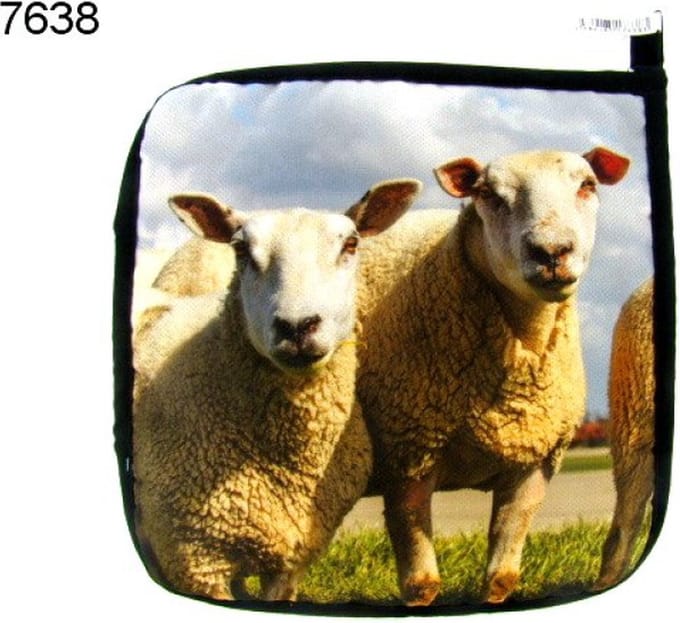 Pannenlap Schapen – 20 x 20 cm – Katoen – Met Ophanglus