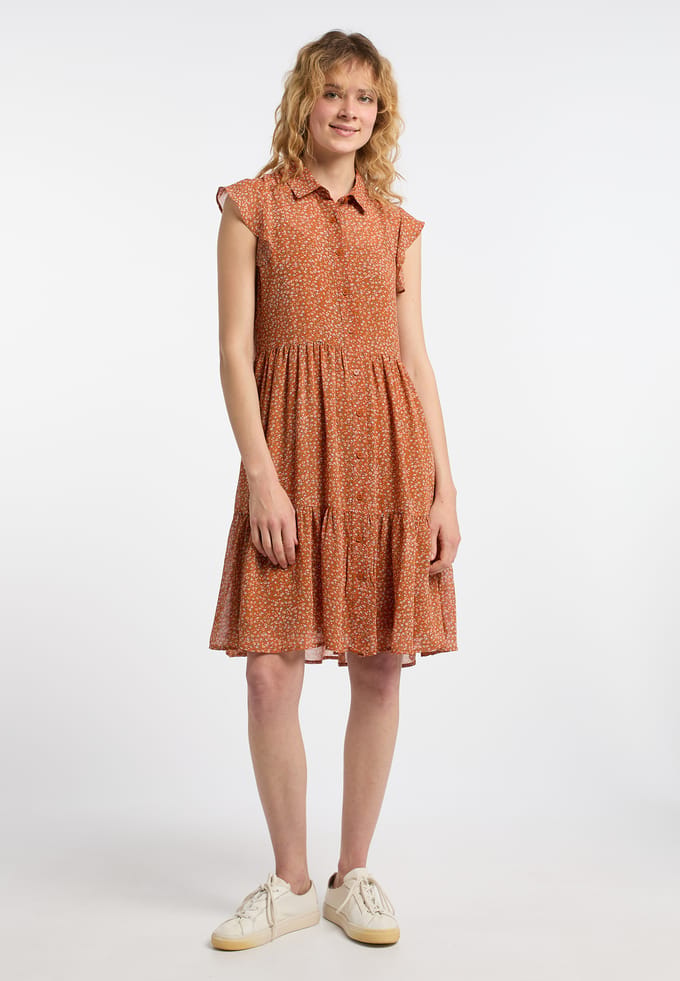 Dreimaster Blouse jurk Dames Oranje Veelkleurig