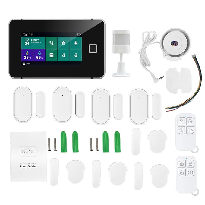4G WiFi TY Draadloos Huisalarmsysteem 4,3-inch Volledig Touchscreen Alarmpaneel met Vingerafdruk EU Version blue