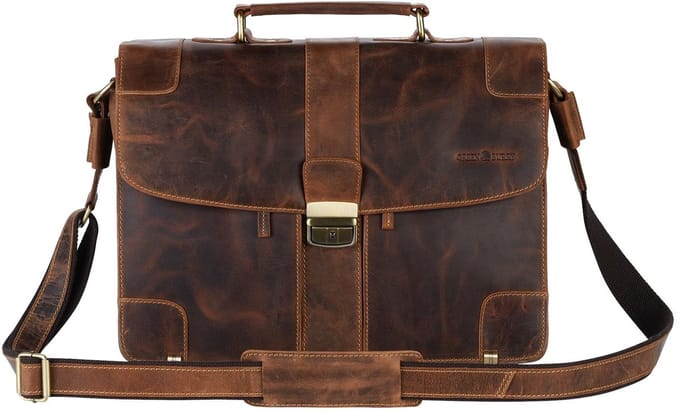GREENBURRY aktetas Vintage Brief Case Brown bruine