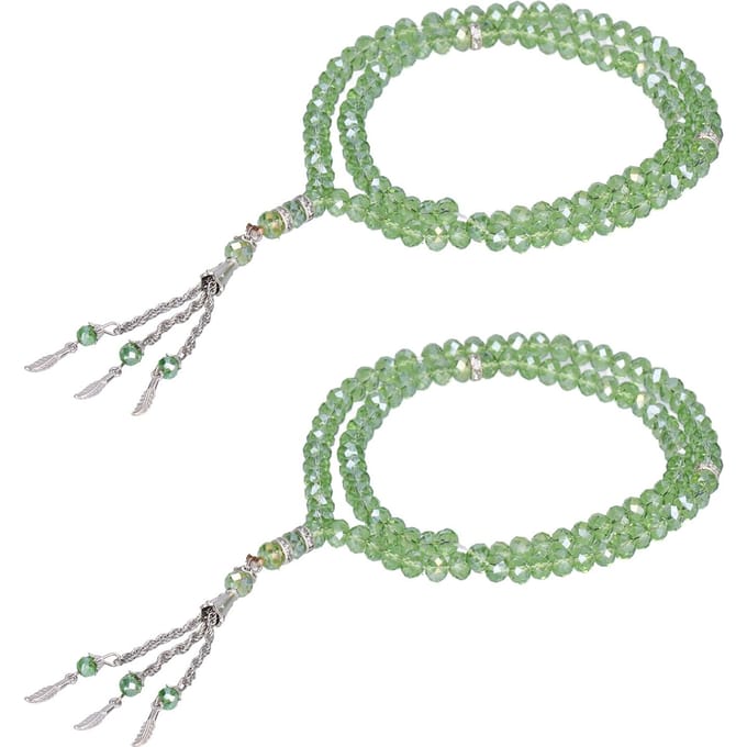 2 Pièces Chapelets Musulmans 99 Perles Séparateurs Mihrab Compteur Design Exquis Chapelets de Prière Tasbih pour vert