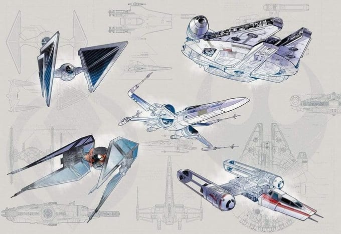 Fotobehang - Star Wars Blueprint Light 400x280cm - Vliesbehang