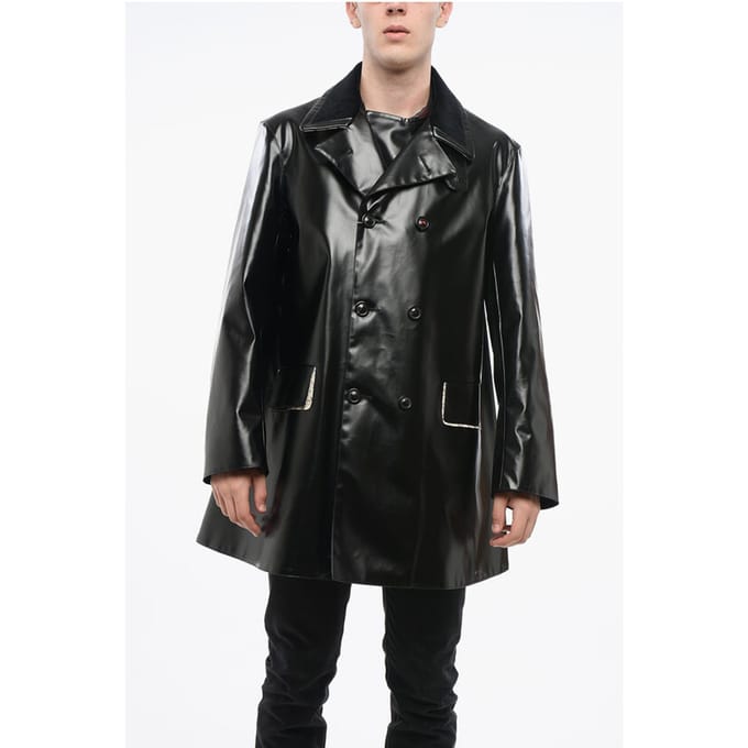 MM4 MM14 Waterdichte trenchcoat met fluwelen kraag in zwart