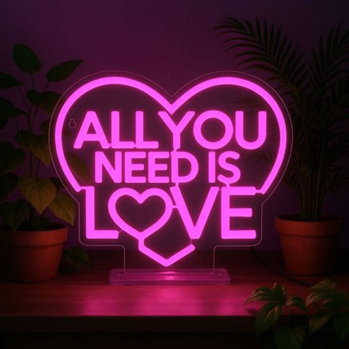 Legami | Neon Effect Led Lamp - All You Need is Love - It's a Sign