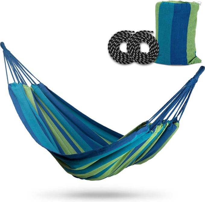 Hangmat - 2 persoons - 200x160 cm - groen blauw
