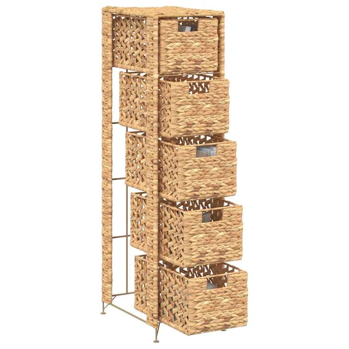 vidaXL - Opbergset - met - 5 - manden - 25,5x37x100 - cm - waterhyacint
