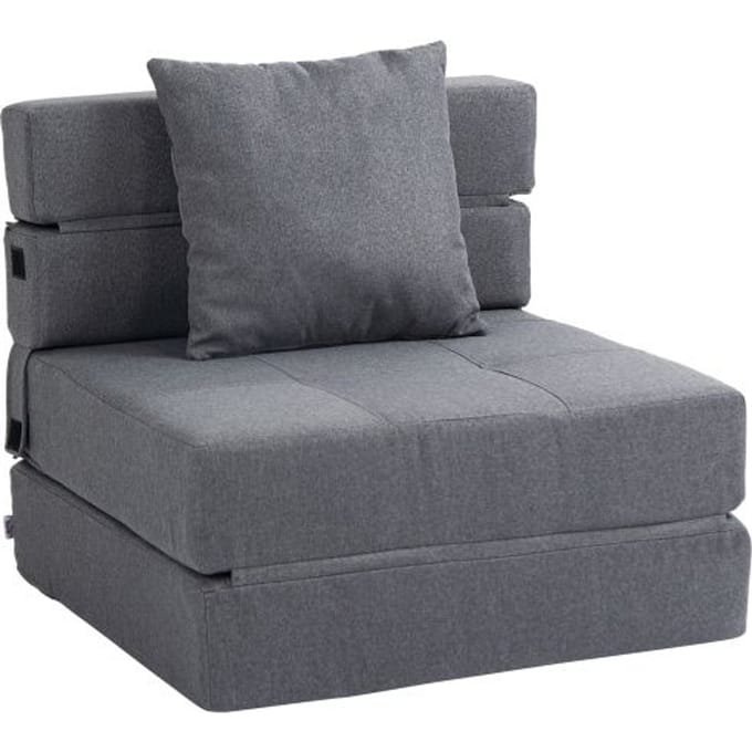 2-in-1 klapfauteuilbed - HOMCOM - Donkergrijs - Max. belasting. 100 kg - Optimaal comfort - Modern design grijs