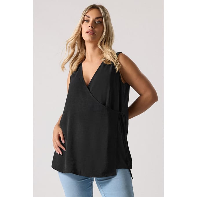 Yours Zwart Wikkel Vest Top Size 46
