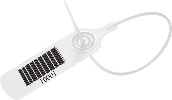 100 Stuks Plastic Seal Seals voor Eerste Hulp, Trekdoorzegels, Barcode en Diverse Nummers (Wit)