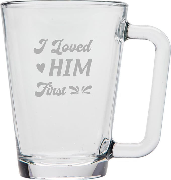 Gegraveerde Theeglas 26cl I loved him first