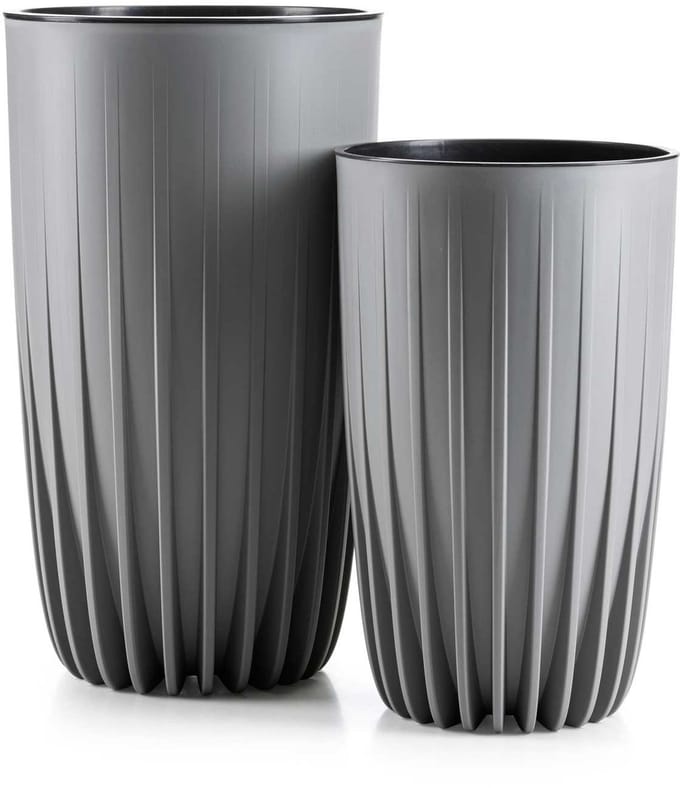 HowHomely Stripped - Hoge Plantenbak - Grijs - 30x51 cm - UV-bestendig