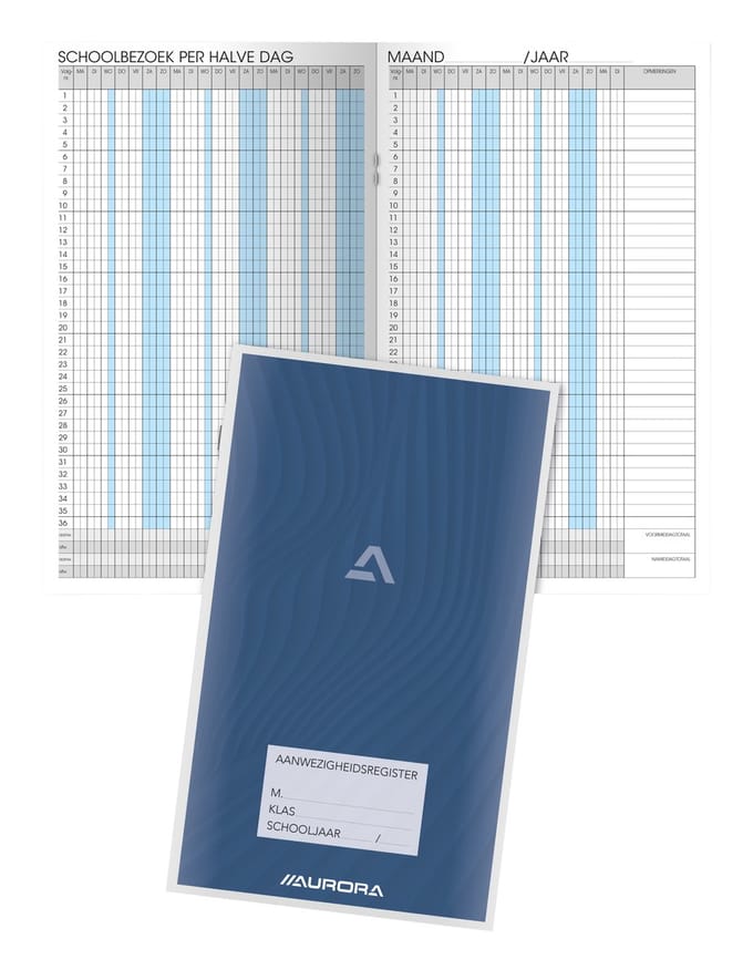 Aanwezigheidsreg aurora 155x260mm ned 56pag | 25 stuks
