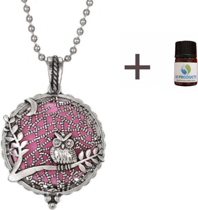 Uil Geurketting - Geurverspreider - Etherische Olie - Parfum - Zilverkleur