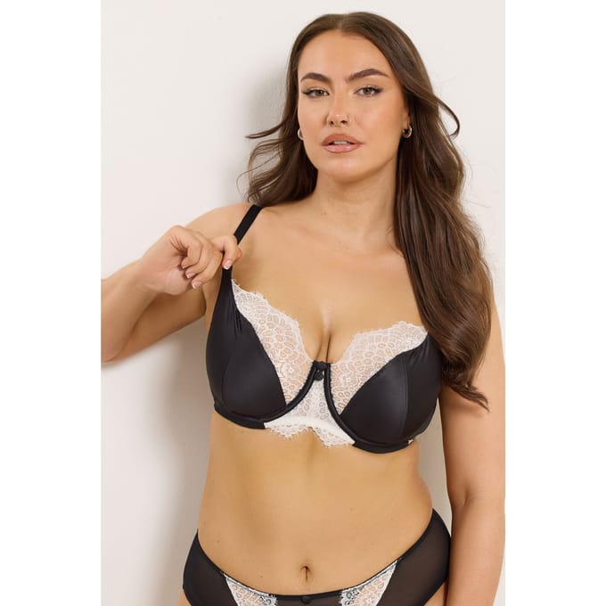 Yours Zwarte Contrasterende Kanten Beugel Bh Zonder Voorvulling Size 110E